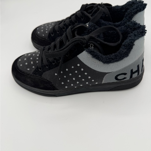 CHANEL Shoes - Chanel Shearling Sneakers -Black and Gray - brand new in box size 38